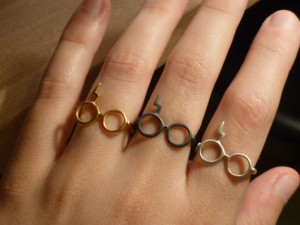 Harry Potter. Lightning glasses.Silver gold plated 18K ring.