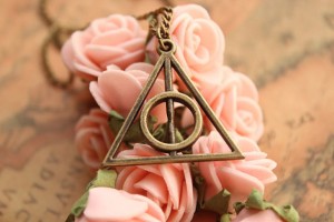 harry potter necklace,retro bronze Deathly Hallows pendant necklace---N041